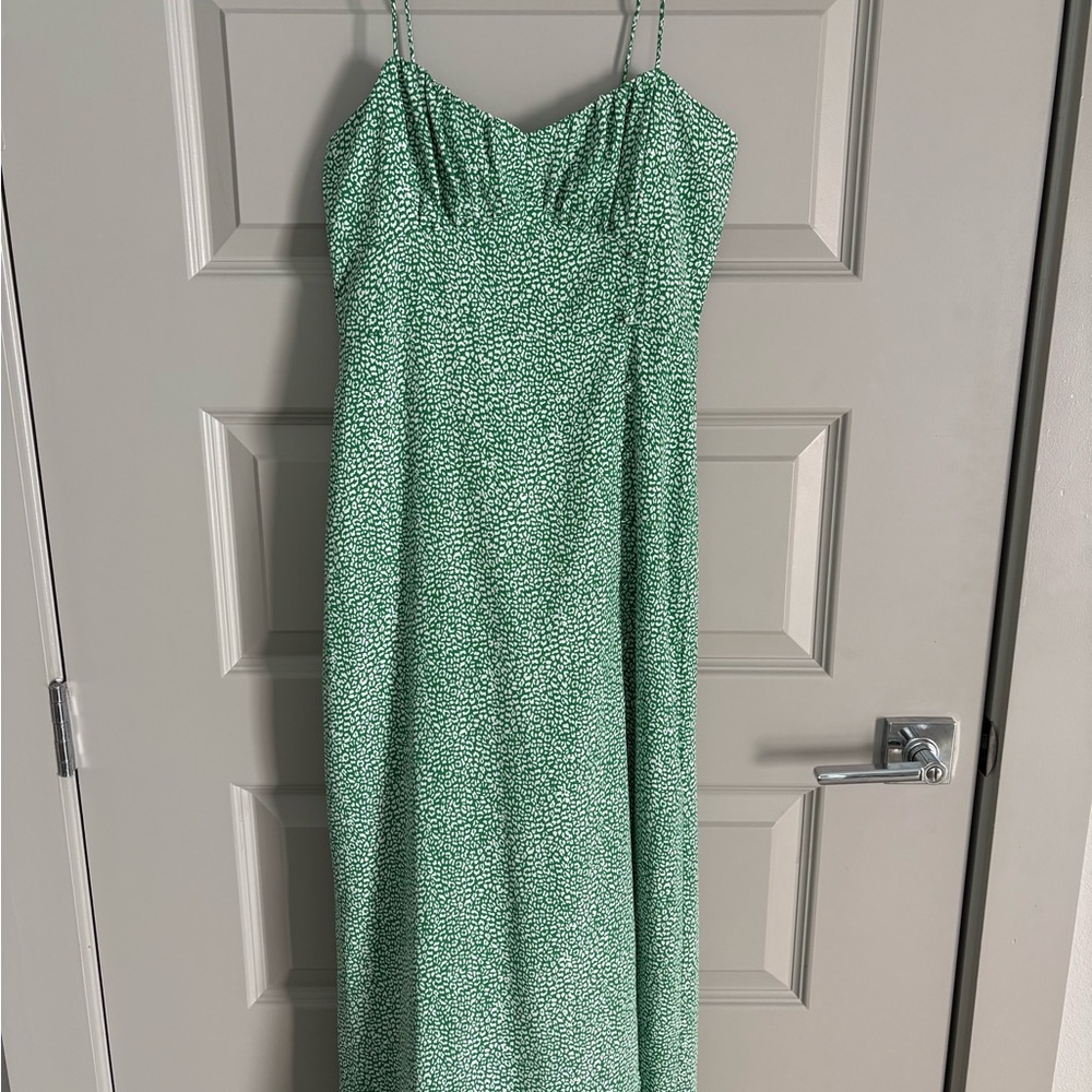 Zara Green Patterned Midi Dress